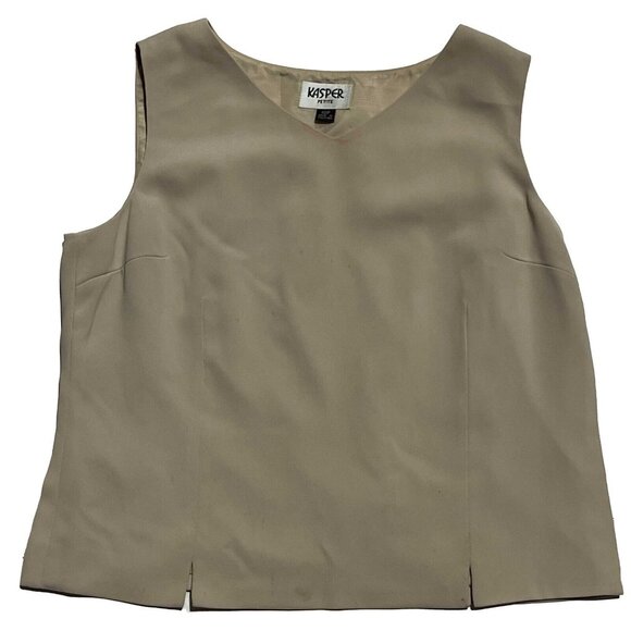 3 Piece Kasper Petite Women Black and Beige Blazer, Inner Vest and Pants sz 10P - Picture 4 of 8